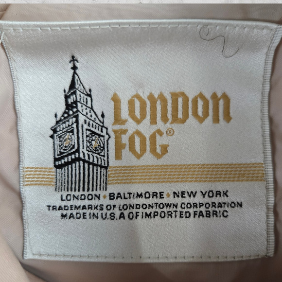 70s Vintage Pink Utility USA Union Made Button London Fog Trench Coat Size 12P - Picture 7 of 11